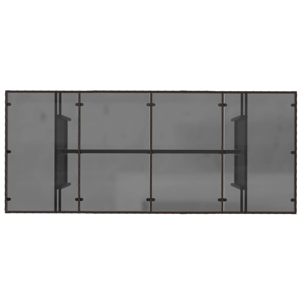 vidaXL Garden Table with Glass Top Brown 190x80x74 cm Poly Rattan