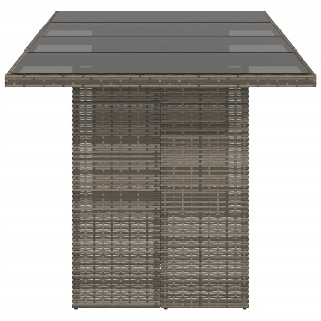vidaXL Garden Table | Grey | Poly Rattan | Large | Durable | Garden Table