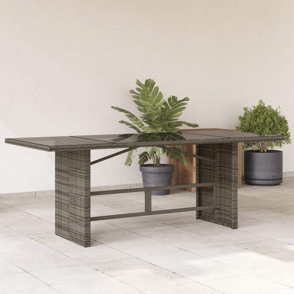 vidaXL Garden Table | Grey | Poly Rattan | Large | Durable | Garden Table