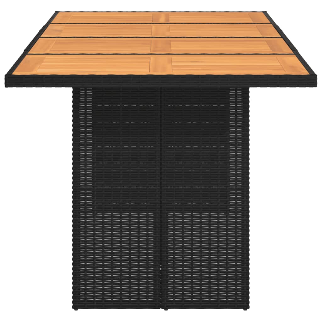 vidaXL Garden Table with Acacia Wood Top Black 190x80x74cm Poly Rattan