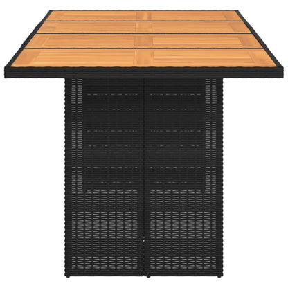 vidaXL Garden Table with Acacia Wood Top Black 190x80x74cm Poly Rattan