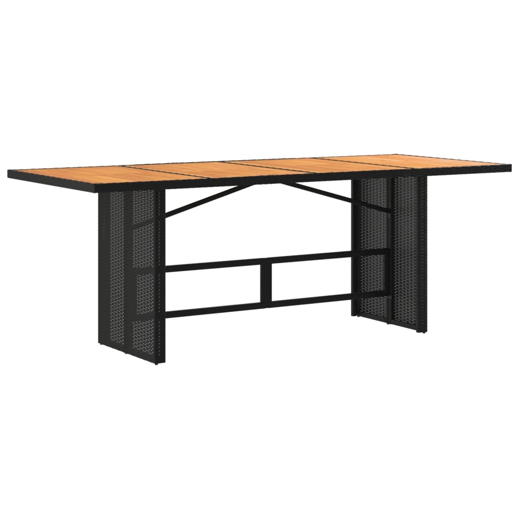 vidaXL Garden Table with Acacia Wood Top Black 190x80x74cm Poly Rattan