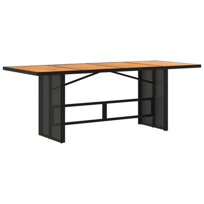 vidaXL Garden Table with Acacia Wood Top Black 190x80x74cm Poly Rattan