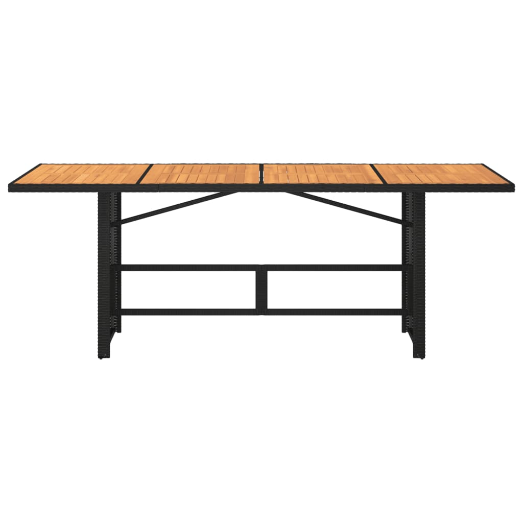 vidaXL Garden Table with Acacia Wood Top Black 190x80x74cm Poly Rattan