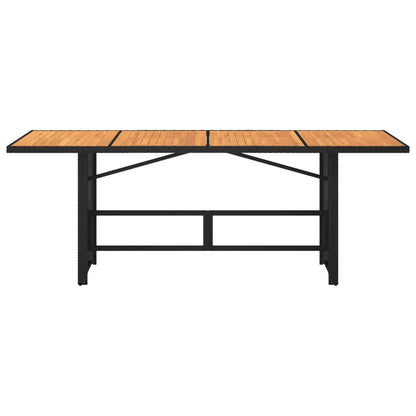 vidaXL Garden Table with Acacia Wood Top Black 190x80x74cm Poly Rattan