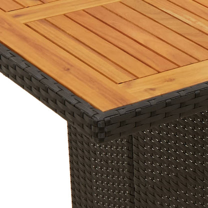 vidaXL Garden Table with Acacia Wood Top Black 190x80x74cm Poly Rattan