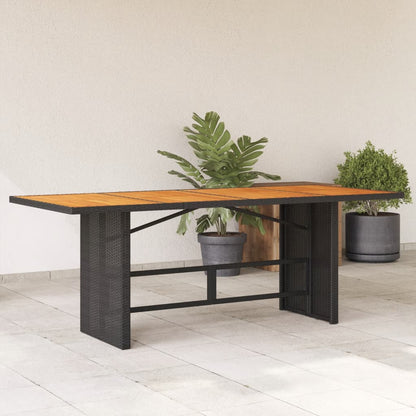 vidaXL Garden Table with Acacia Wood Top Black 190x80x74cm Poly Rattan