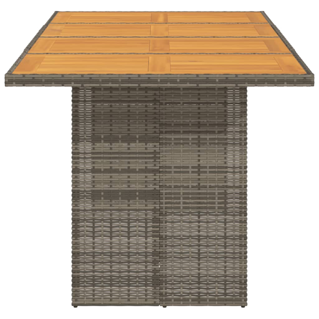 vidaXL Garden Table with Acacia Wood Top Grey 190x80x74 cm Poly Rattan