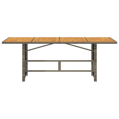 vidaXL Garden Table with Acacia Wood Top Grey 190x80x74 cm Poly Rattan