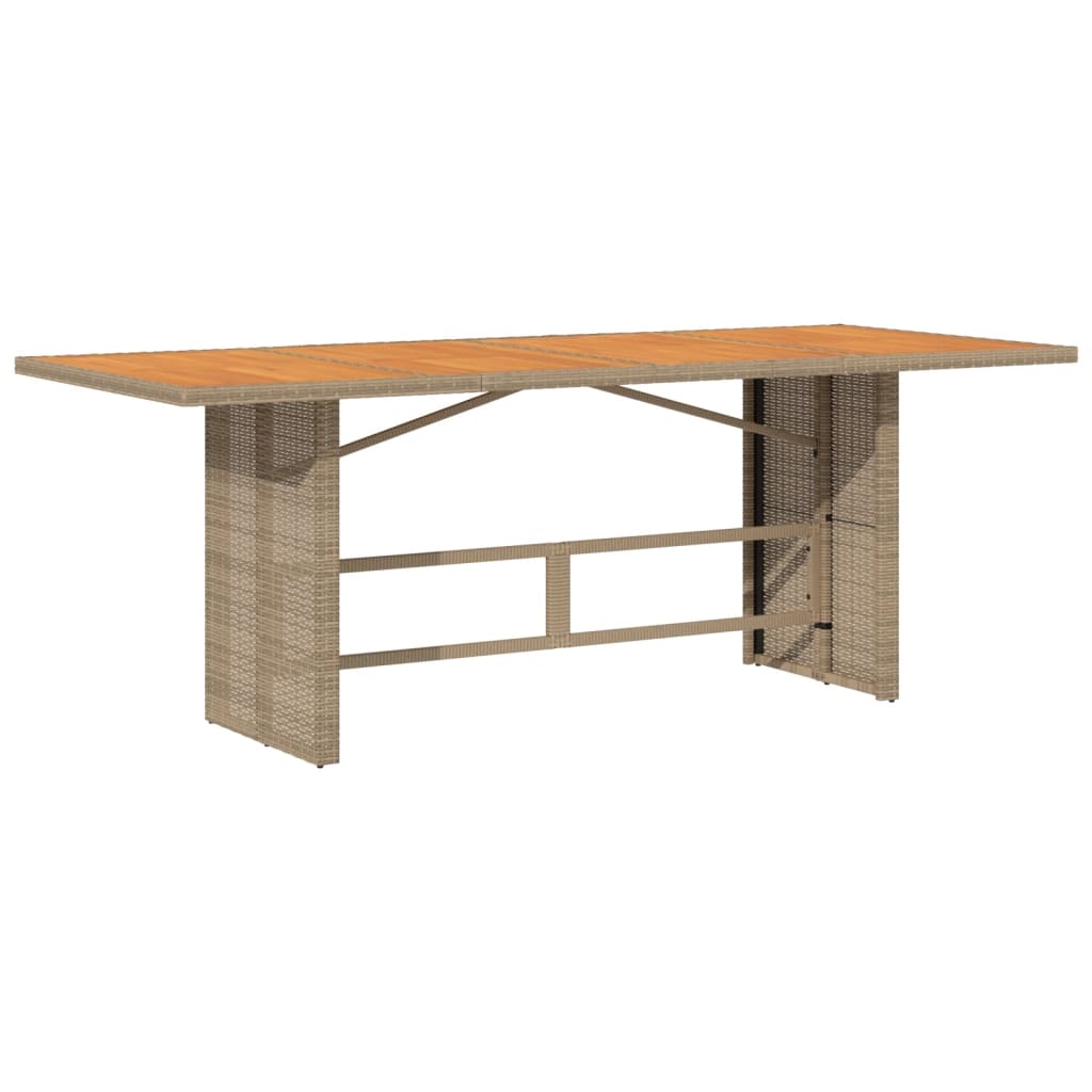 vidaXL Garden Table with Acacia Wood Top Beige 190x80x74cm Poly Rattan