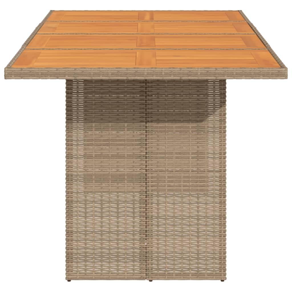 vidaXL Garden Table with Acacia Wood Top Beige 190x80x74cm Poly Rattan