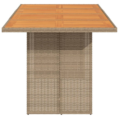 vidaXL Garden Table with Acacia Wood Top Beige 190x80x74cm Poly Rattan