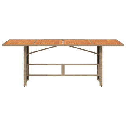 vidaXL Garden Table with Acacia Wood Top Beige 190x80x74 cm Poly Rattan