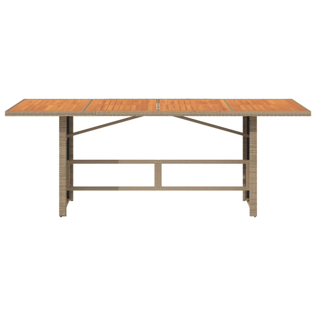 vidaXL Garden Table with Acacia Wood Top Beige 190x80x74cm Poly Rattan