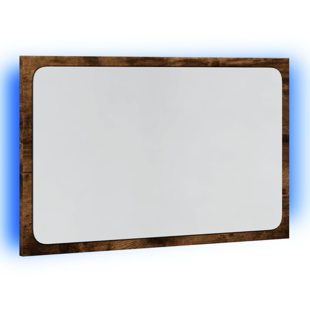 vidaXL LED Bathroom Mirror Smoked Oak 60x8,5x38 cm Engineered Wood