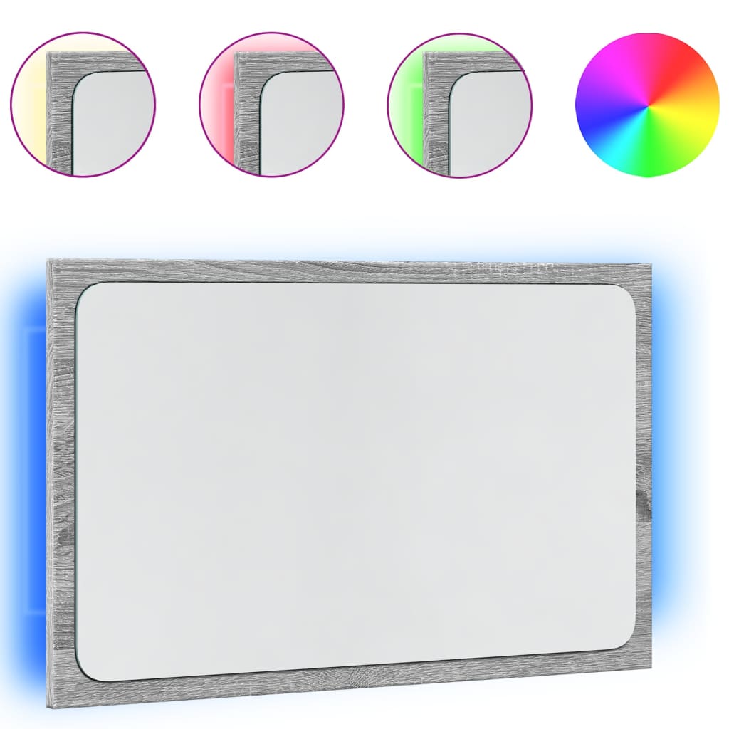 vidaXL LED Bathroom Mirror Grey Sonoma 60x8.5x38 cm Engineered Wood
