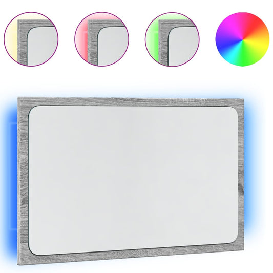 vidaXL LED Bathroom Mirror Grey Sonoma 60x8.5x38 cm Engineered Wood