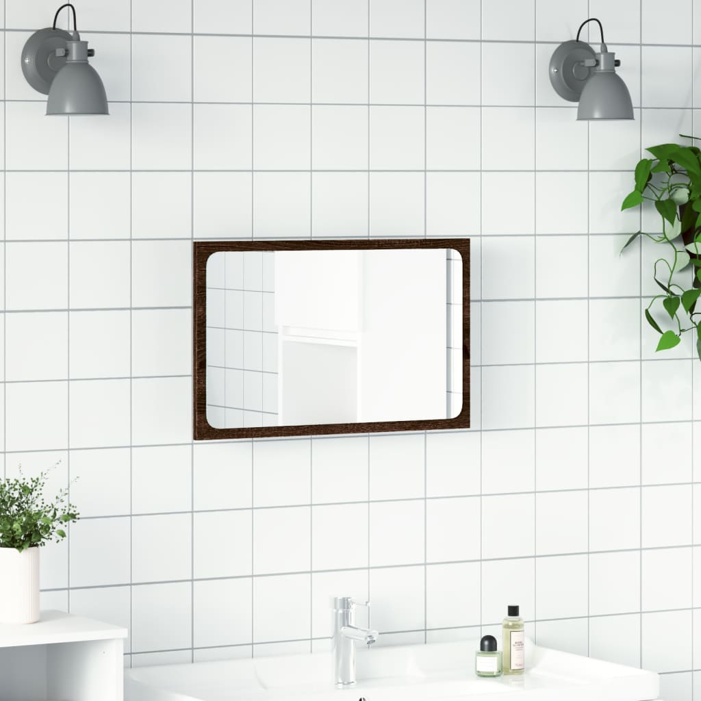 vidaXL LED Bathroom Mirror Brown Oak 60x8,5x38 cm Engineered Wood