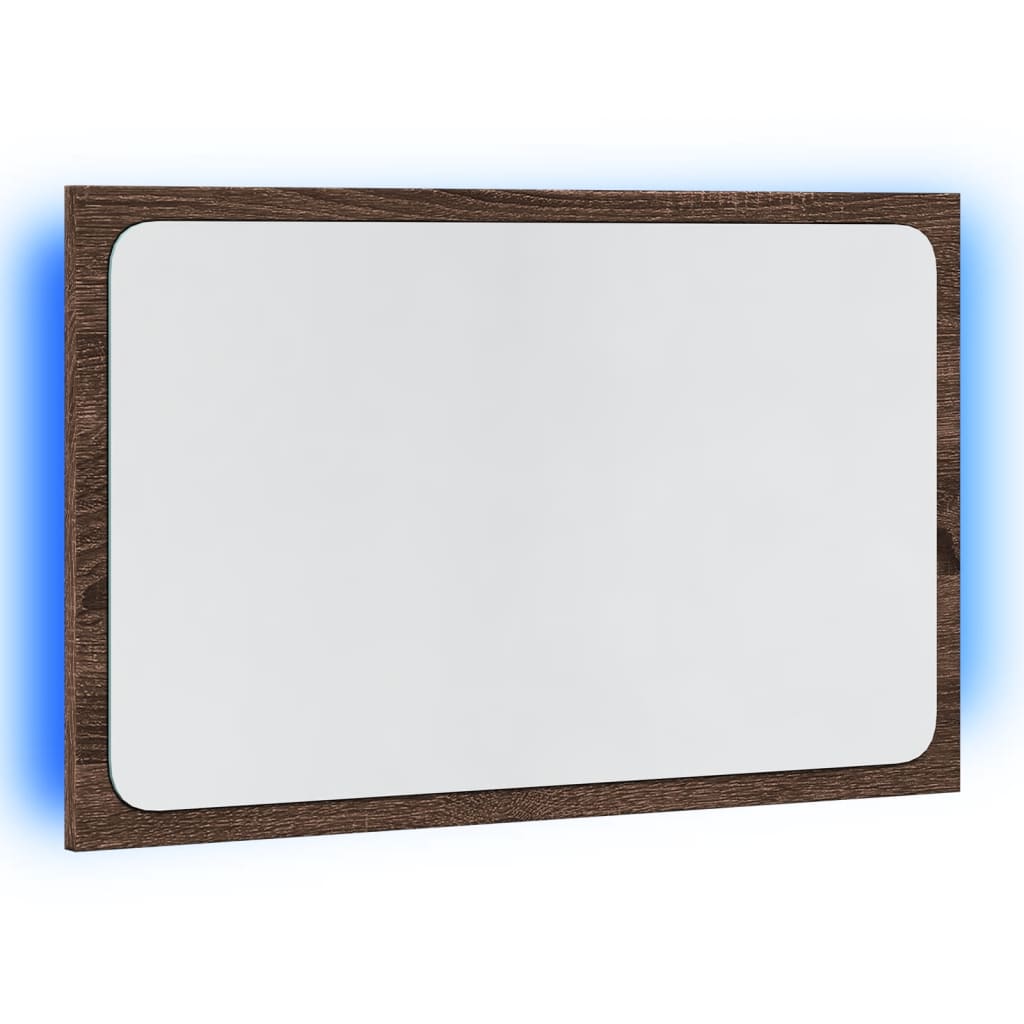 vidaXL LED Bathroom Mirror Brown Oak 60x8,5x38 cm Engineered Wood
