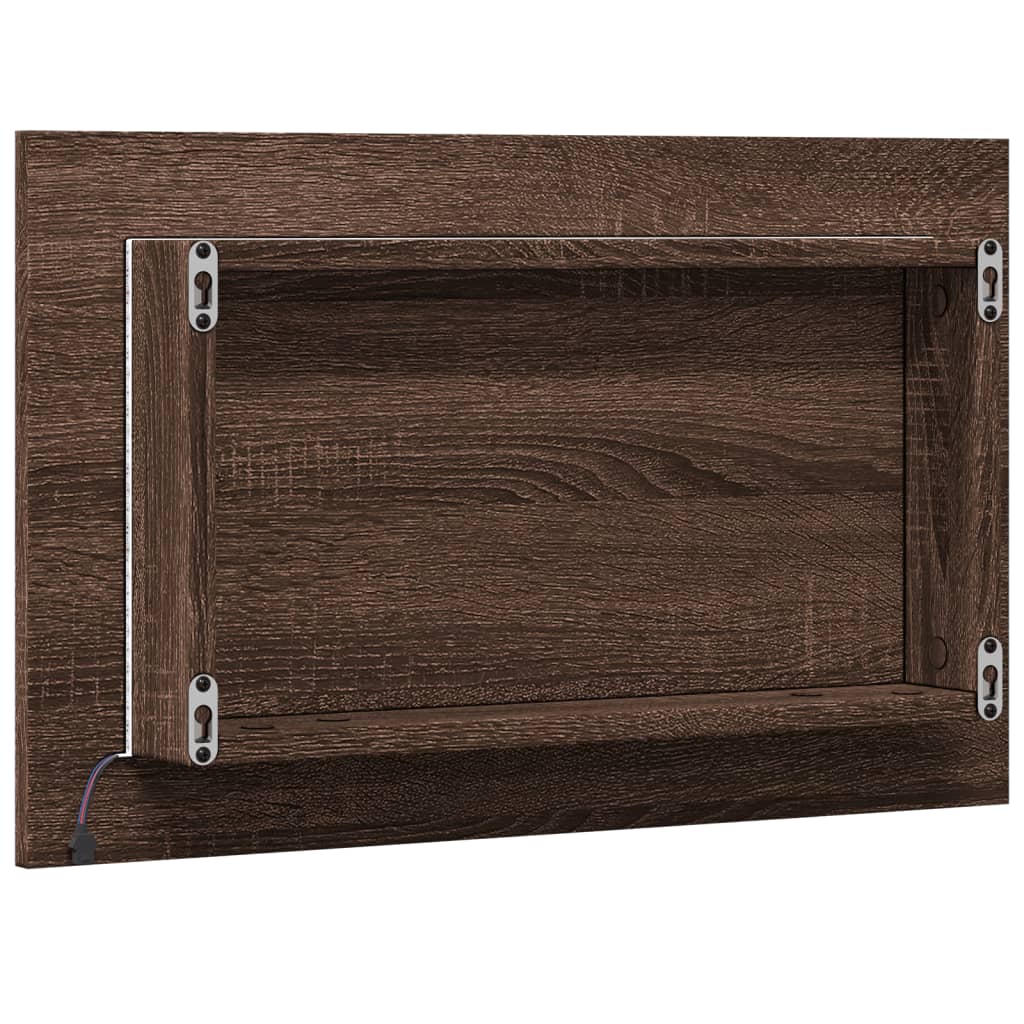vidaXL LED Bathroom Mirror Brown Oak 60x8.5x38 cm Engineered Wood