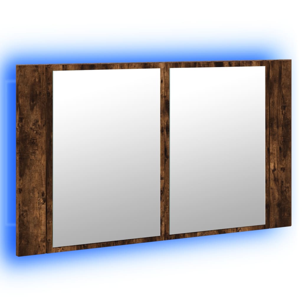 vidaXL LED Bathroom Mirror Cabinet Smoked Oak 80x12x45 cm Acrylic