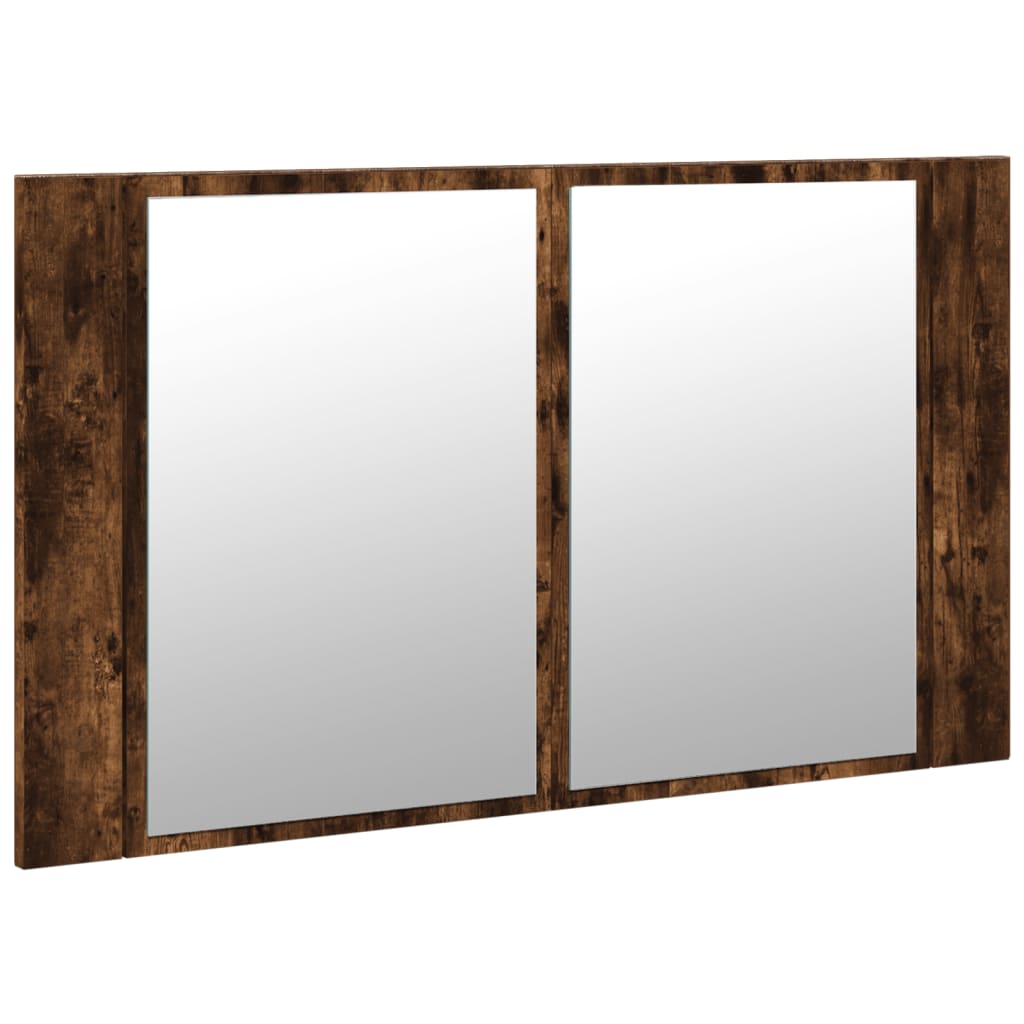 vidaXL LED Bathroom Mirror Cabinet Smoked Oak 80x12x45 cm Acrylic