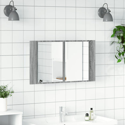 vidaXL LED Bathroom Mirror Cabinet Grey Sonoma 80x12x45 cm Acrylic