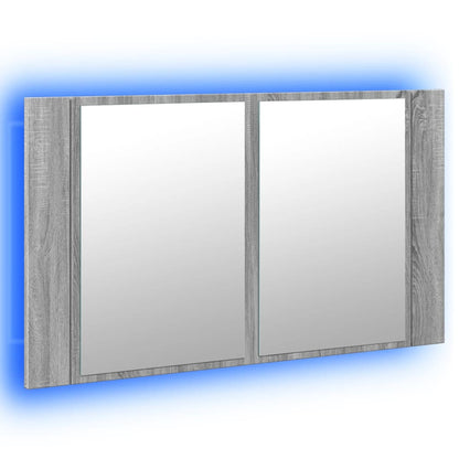 vidaXL LED Bathroom Mirror Cabinet Grey Sonoma 80x12x45 cm Acrylic