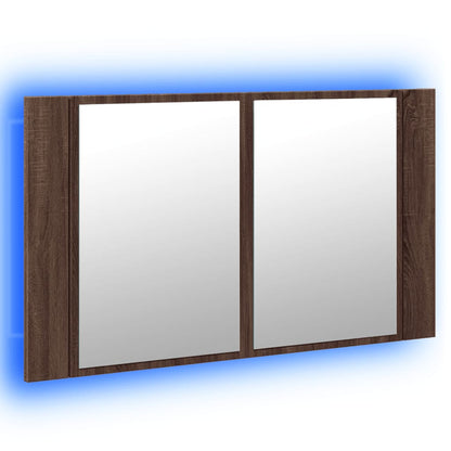 vidaXL LED Bathroom Mirror Cabinet Brown Oak 80x12x45 cm Acrylic