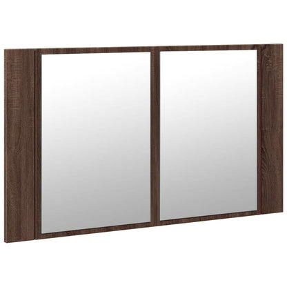 vidaXL LED Bathroom Mirror Cabinet Brown Oak 80x12x45 cm Acrylic
