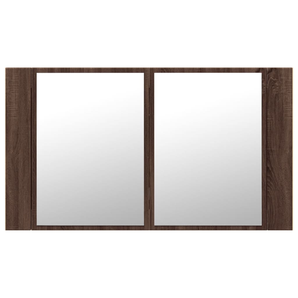 vidaXL LED Bathroom Mirror Cabinet Brown Oak 80x12x45 cm Acrylic