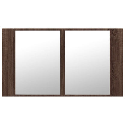 vidaXL LED Bathroom Mirror Cabinet Brown Oak 80x12x45 cm Acrylic
