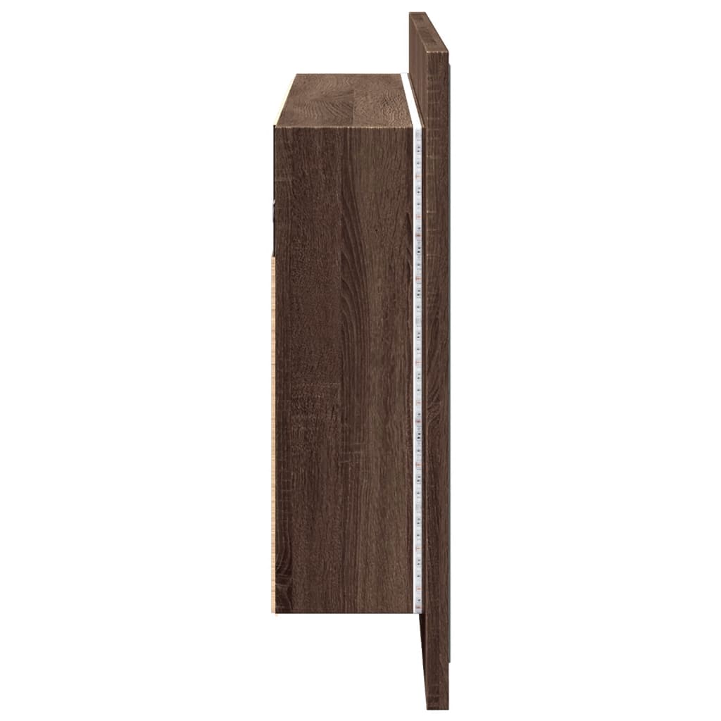 vidaXL LED Bathroom Mirror Cabinet Brown Oak 80x12x45 cm Acrylic