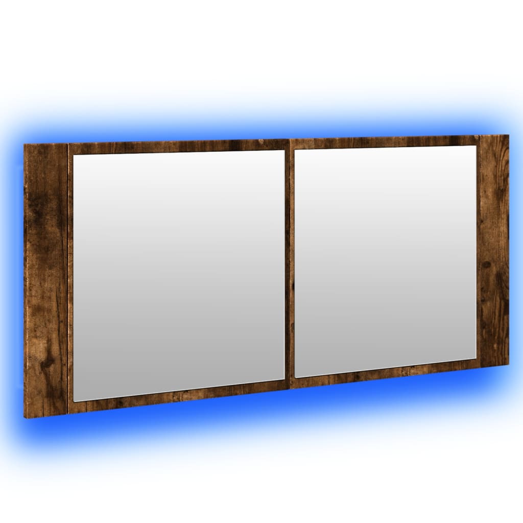 vidaXL LED Bathroom Mirror Cabinet Smoked Oak 100x12x45 cm