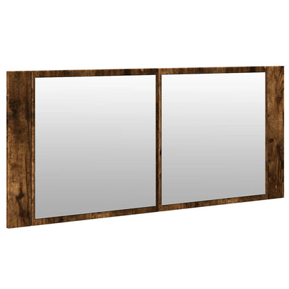 vidaXL LED Bathroom Mirror Cabinet Smoked Oak 100x12x45 cm