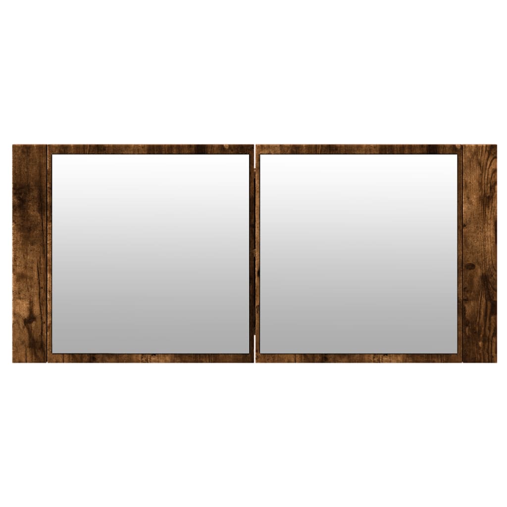 vidaXL LED Bathroom Mirror Cabinet Smoked Oak 100x12x45 cm