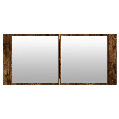 vidaXL LED Bathroom Mirror Cabinet Smoked Oak 100x12x45 cm