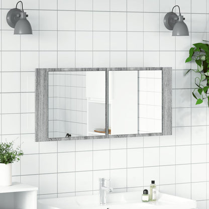 vidaXL LED Bathroom Mirror Cabinet Grey Sonoma 100x12x45 cm