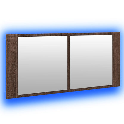 vidaXL LED Bathroom Mirror Cabinet Brown Oak 100x12x45 cm