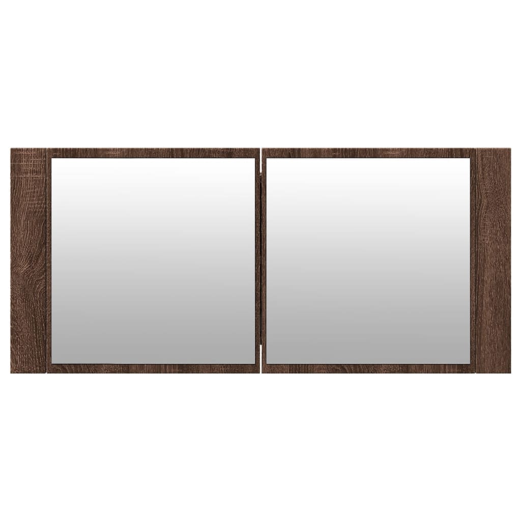 vidaXL LED Bathroom Mirror Cabinet Brown Oak 100x12x45 cm