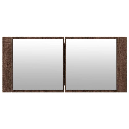 vidaXL LED Bathroom Mirror Cabinet Brown Oak 100x12x45 cm