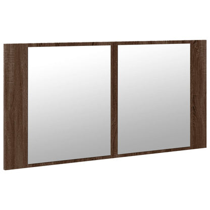vidaXL LED Bathroom Mirror Cabinet Brown Oak 90x12x45 cm Acrylic
