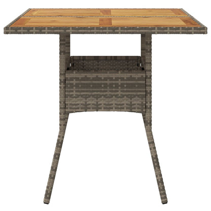 vidaXL Garden Table with Acacia Wood Top Grey 80x80x75 cm Poly Rattan