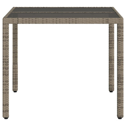 vidaXL Garden Table with Glass Top Grey 90x90x75 cm Poly Rattan
