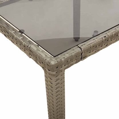 vidaXL Garden Table with Glass Top Grey 90x90x75 cm Poly Rattan