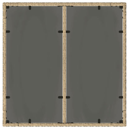 vidaXL Garden Table with Glass Top Beige 90x90x75 cm Poly Rattan