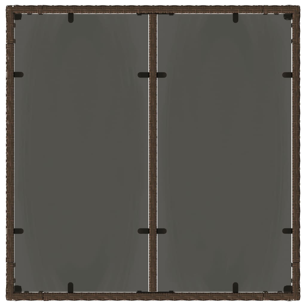 vidaXL Garden Table with Glass Top Brown 90x90x75 cm Poly Rattan