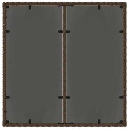 vidaXL Garden Table with Glass Top Brown 90x90x75 cm Poly Rattan