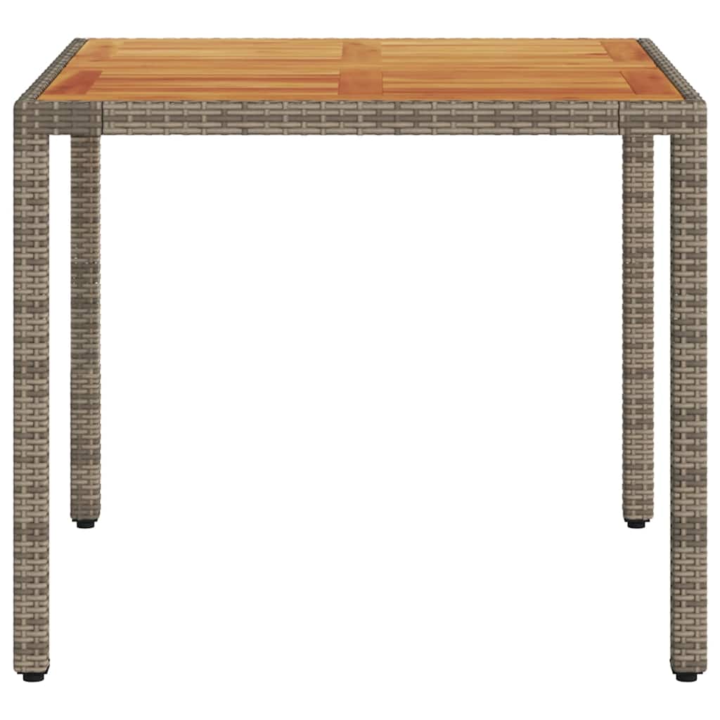 vidaXL Garden Table with Acacia Wood Top Grey 90x90x75 cm Poly Rattan