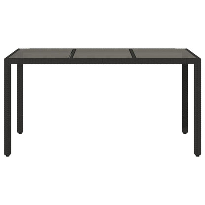 vidaXL Garden Table with Glass Top Black 150x90x75 cm Poly Rattan